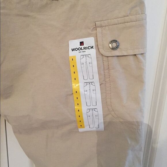 NWT Woolrich Hiking Cargo Ruched Capri Beige Women’s SZ 8 - Picture 7 of 8